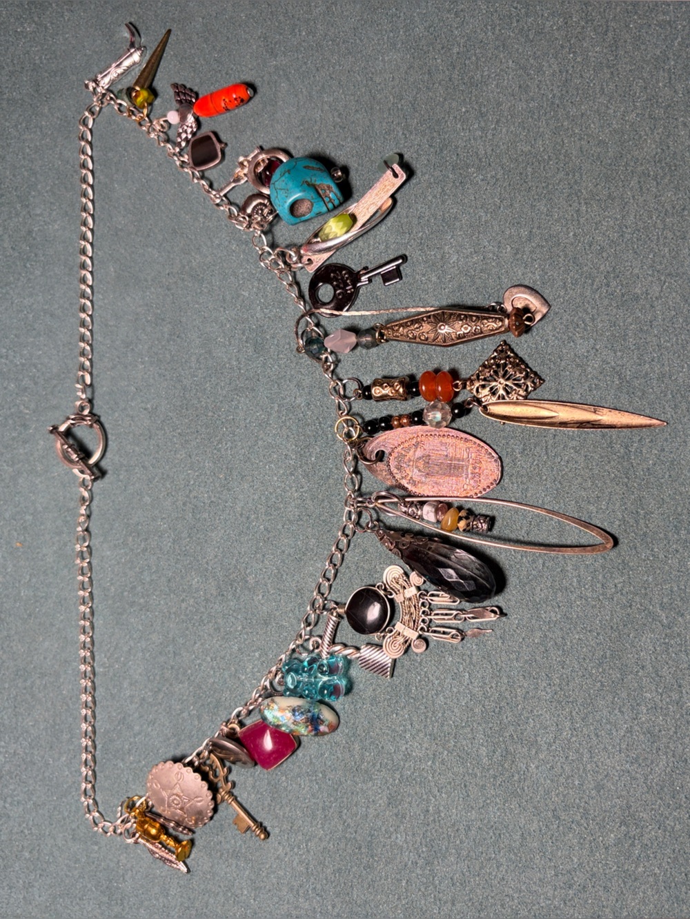 Unusual Necklace of Vintage Beads, Charms, Stones and more